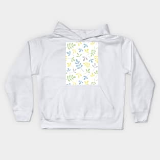 Assorted Leaf Silhouettes Blue Grn Gray Yelw Wt Kids Hoodie